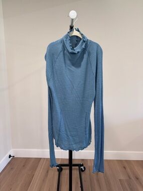 NWOT Free People Make It Easy Thermal Top, Blue